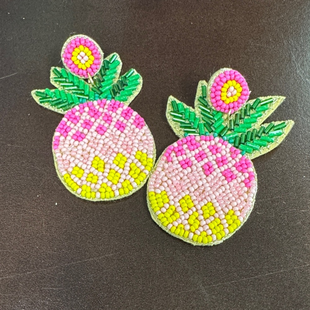 Colorful Beaded Pineapple Earrings